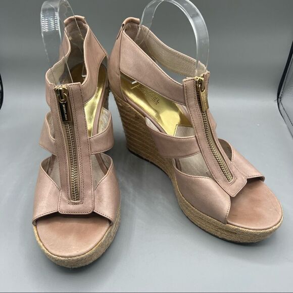 Michael Kors Damita Espadrille Leather Wedge Sandals - Picture 8 of 9